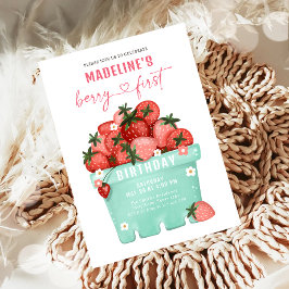 Convites Berry Sweet Strawberry Farmers Mercado Aniversário