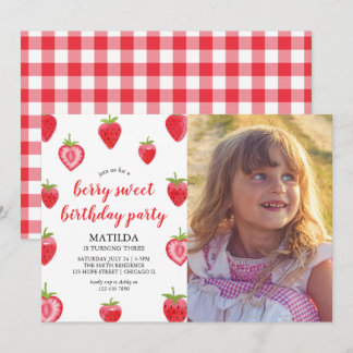 Convites Berry Sweet Strawberry Girl Birthday