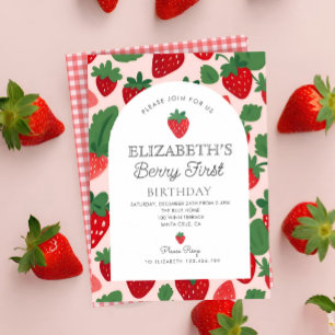 Convites Berry Sweet Strawberry Pink Berry Primeiro Anivers