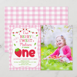 Convites Berry Sweet Strawberry Primeiro Aniversário