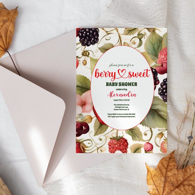 Convites Berry Sweet Strawberry Red Blue Chá de fraldas (Criador carregado)
