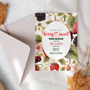 Convites Berry Sweet Strawberry Red Blue Chá de fraldas