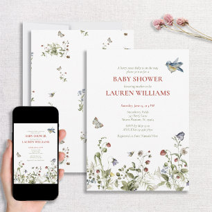 Convites Berry Sweet Strawberry Watercolor Chá de fraldas