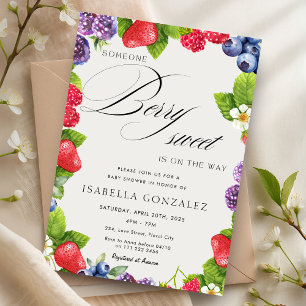 Convites Berry Sweet Strawberry Wilries Chá de fraldas