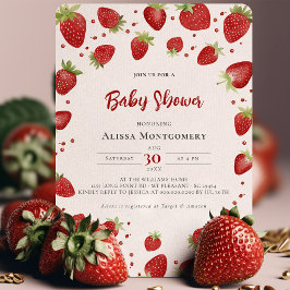 Convites Berry Sweet Watercolor Chá de fraldas de Morango
