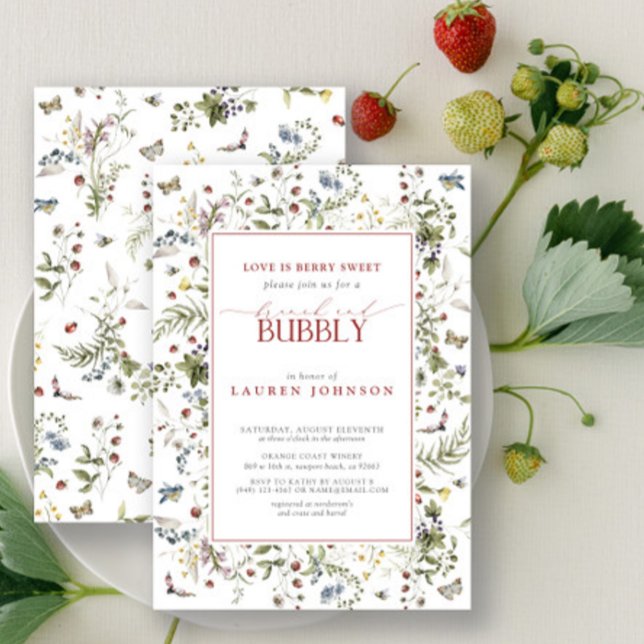 Convites Berry Wildflower Brunch e Bubbles Chá de panela (Bridal Shower invitation!)