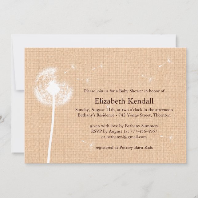 Convites Best Wishes Burlap Baby Shower Invitation (Frente)