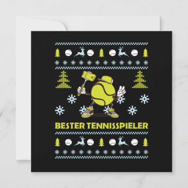 Convites Bester Tennisspieler Ugly Sweater Christmas Gift (Frente)