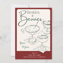 Convites Besties + Bevvies Cocktail Party Invitation