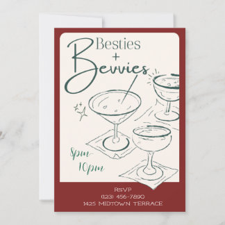 Convites Besties + Bevvies Cocktail Party Invitation