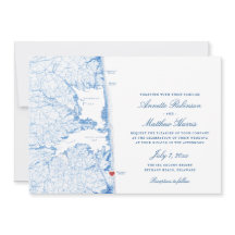 Bethany Beach DE Map Marinho Elegante Casamento Az