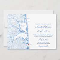 Bethany Beach DE Map Marinho Elegante Casamento Az