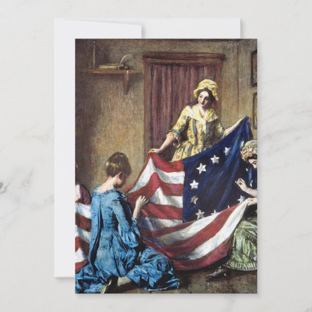 Convites Betsy Ross Sewing American Flag (Frente)