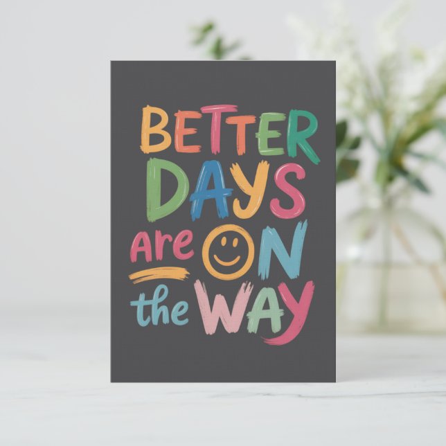 Convites Better Days Are On The Way Retro Boho Mental  (Em pé/Frente)