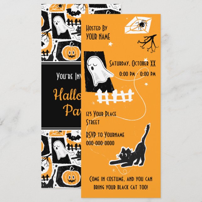 Convites Beware of the cat! (Frente/Verso)