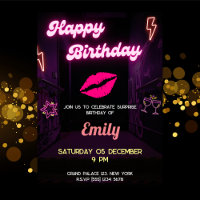 Bff Birthday Neon Light Lábios Mulheres Meninas