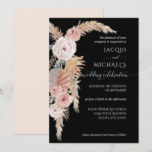 Convites BHO Pampas Foliage Black Blush Brown Floral