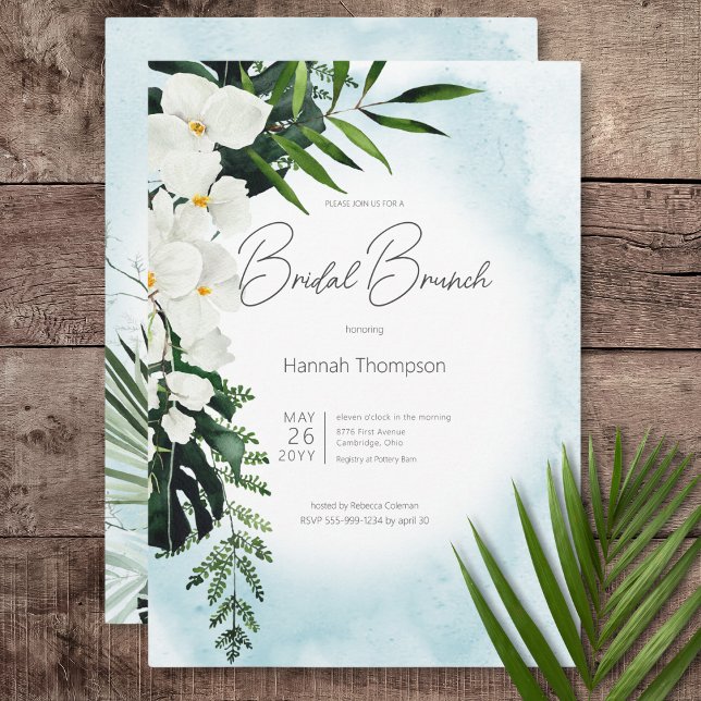 Convites Bho Tropical Aqua Watercolor Bridal Brunch (Boho Tropical Aqua Watercolor Bridal Brunch Invitation)