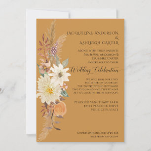 Convites BHO Watercolor Fall Floral Pampas Grass Mostarda
