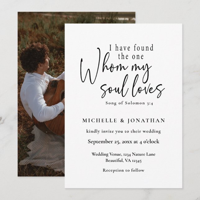 Convites Bíblia de Foto Verse Christian Modern Wedding (Frente/Verso)