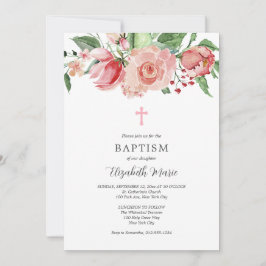 Convites Bíblia de Fotografia Floral Rosa Verse Baptism par