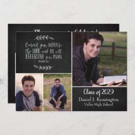 Convites Bíblia de Graduação Cristã Verso 3 Colagem de Foto