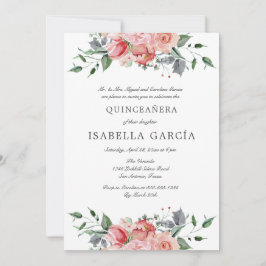 Convites Bíblia Floral Rosa Verse Quinceañera