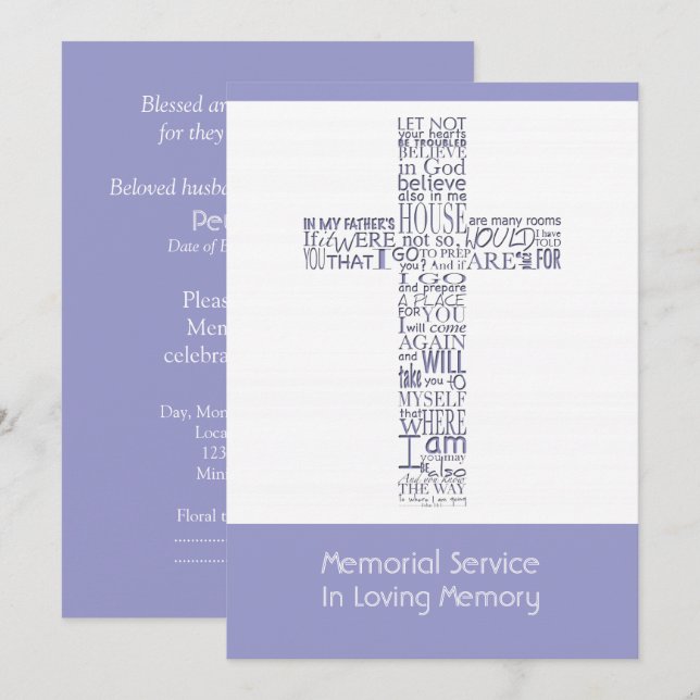 Convites Bíblias Versos do Serviço Memorial 6 do John 14 (Frente/Verso)