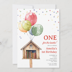 Convites Biblioteca de Balões de Aniversário de Um Ano Para