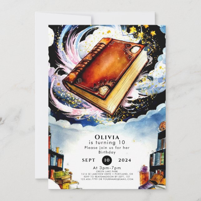 Convites Biblioteca de diversão Boho Storybook Birthday (Frente)