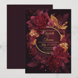 Convites Bicho com Burgundy e tema Dourado.