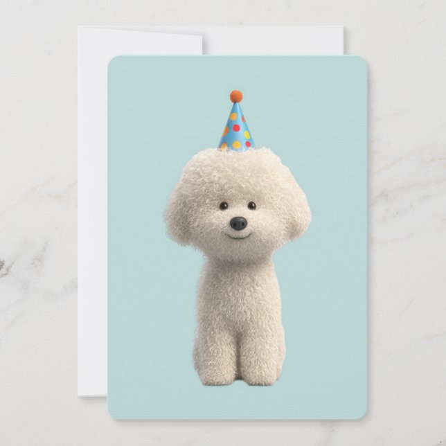 Convites Bichon Frise Birthday Party (Frente)