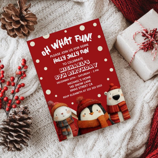 Convites Bichos Cachorros Vermelhos Festivos Festas de aniv (Criador carregado)