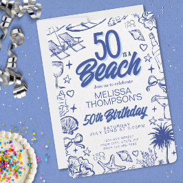Convites Bicicleta 50º Aniversário de Praia Desenhada à Mão