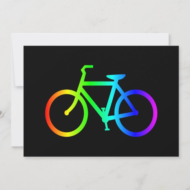 Convites Bicicleta Arco-íris com Ombre Brilhante (Frente)