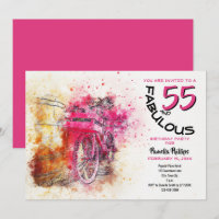 Bicicleta Cor-de-Rosa Vintage em Aquarela para Ani