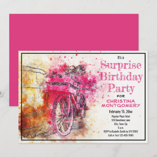 Convites Bicicleta de Aquarela de Festa de aniversário Sur