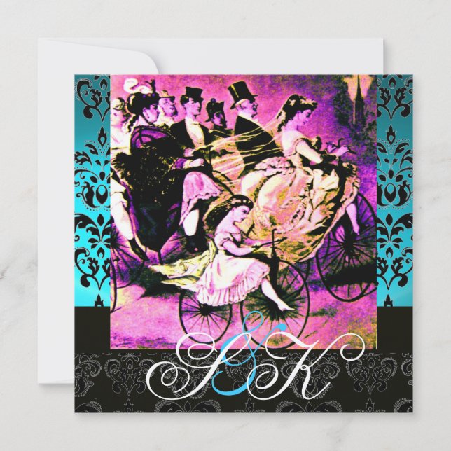 CONVITES BICICLETA DE PINCO NEGRO MONOGRAMA DE MASSA (Frente)