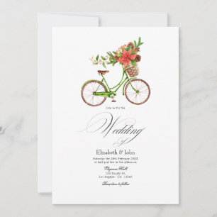 Convites Bicicleta de Poinsettia de Natal Charme de Casamen