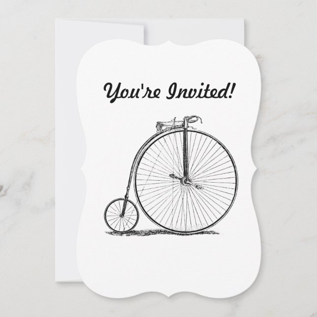 Convites Bicicleta de Roda Alta Penny Farthing (Frente)