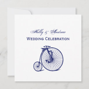 Convites Bicicleta Penny Farthing Vintage Velocipede Azul