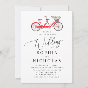 Convites Bicicleta retrô tandem. Casamento de guião legante