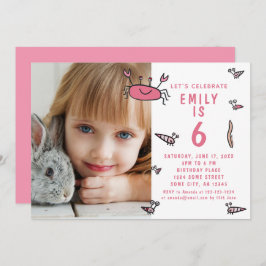 Convites Bicicleta Rosa, Animais do Mar de Caranguejo Foto,