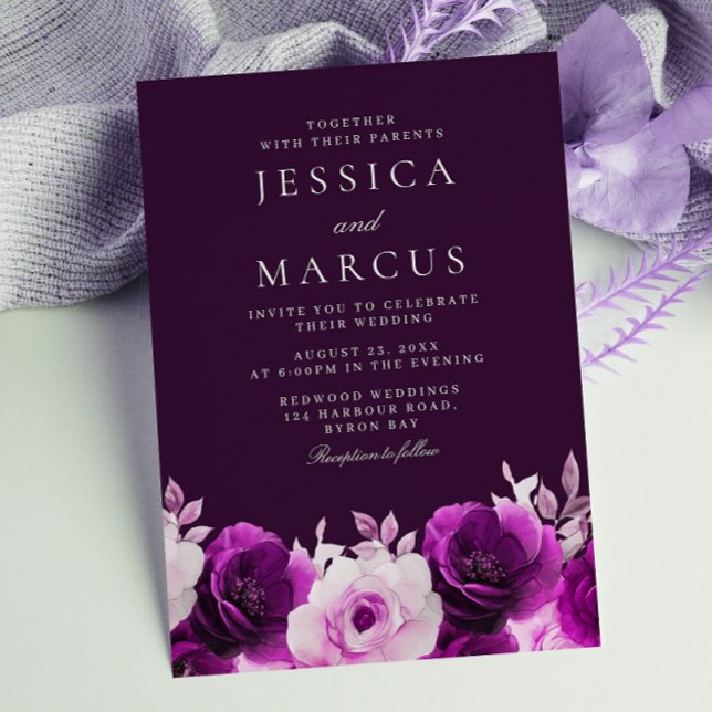 Convites Bicicleta Roxa, Indigo, Casamento de Rosas Lilases (Criador carregado)