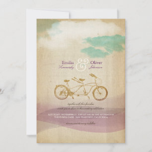 Convites Bicicleta Tandem 2 Aquarela Casamento Rústico Vint