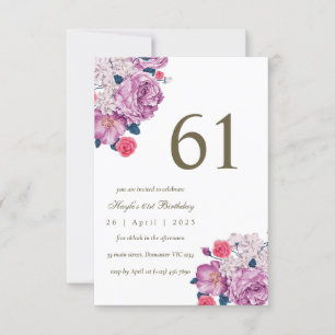 Convites Bico Simples Bico Floral Roxo 61rua Aniversário