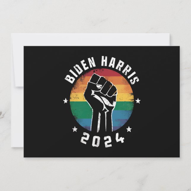Convites Biden Harris 2024 LGBT Arco-íris Orgulho Gay Eleiç (Frente)