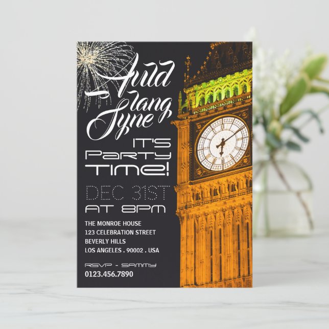 Convites Big Ben de Londres, Festa de Véspera de Ano Novo (Em pé/Frente)