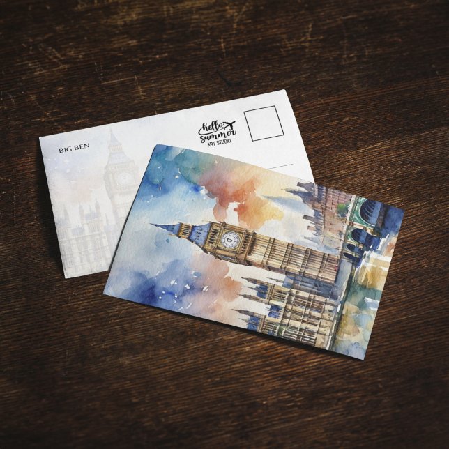 Convites Big Ben London Watercolor (Criador carregado)