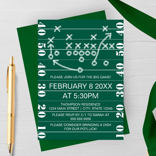 Convites Big Game Football Play Diagram Party Invitation (Criador carregado)